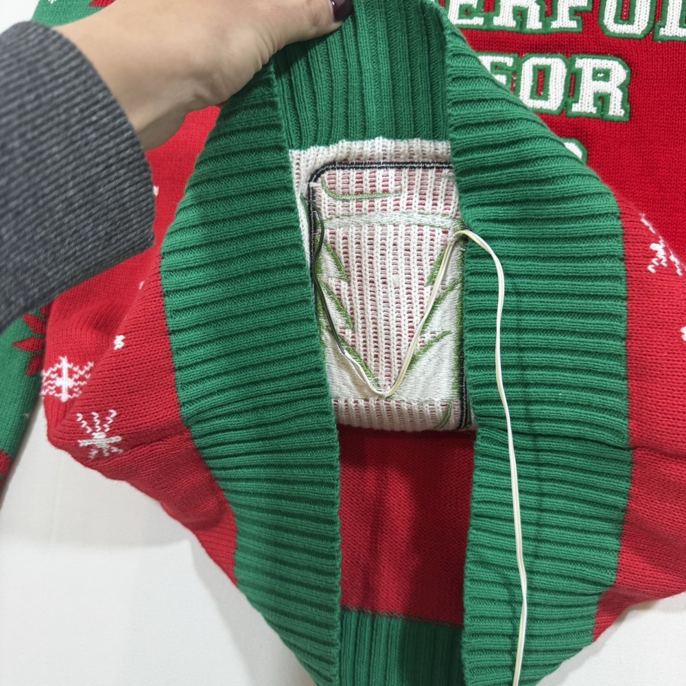 It's the Most Wonderful Time for a Beer Red Xmas Ugly Christmas Sweater S Lights - Picture 5 of 9